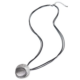 COOLSTEELANDBEYOND Retro Style Statement Necklaces, Vintage Rhinestone Oval Charm Pendant Large Dangling Long Cotton Rope, Cotton rope, Non-applicable