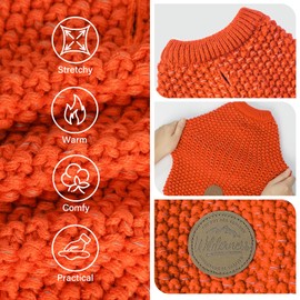 KYEESE Dog Sweater Large Dog Sweater with Reflective Yarn Classic Dog Coats with Leash Hole Comfy Dog Clothes Stretchy Dog Sweater Large Size Dog Warm Dog Sweater for Large Dog, Orange, 3XL