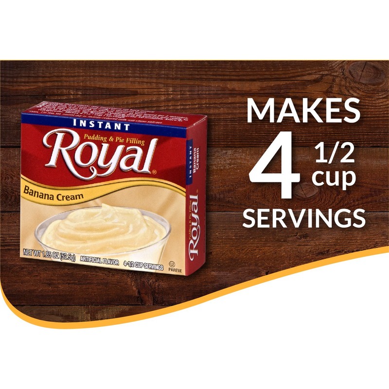Royal Instant Pudding Dessert Mix, Banana Cream, Fat Free (12