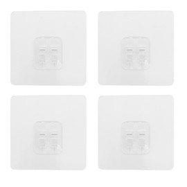 Alamic 4 Pack Shower Caddy Adhesive Sticker Hook Mount for Shower Caddy Basket Bathroom Shelf Soap Dish Holder Kitchen Sink Caddy Replacement Adhesive Hooks (4pack) (Transparent)