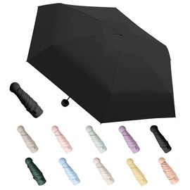 Aethryon Mini Travel Umbrella, Rain or Sunshine for Outdoor Use, Parasol Portable, UV Protection Umbrella, Travel Portable Pocket Umbrella (Rounded), Black