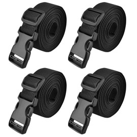TRIWONDER 25 mm Black Nylon Webbing Strap with Adjustable Buckles, Pack of 4 (Black - 2.5 m)