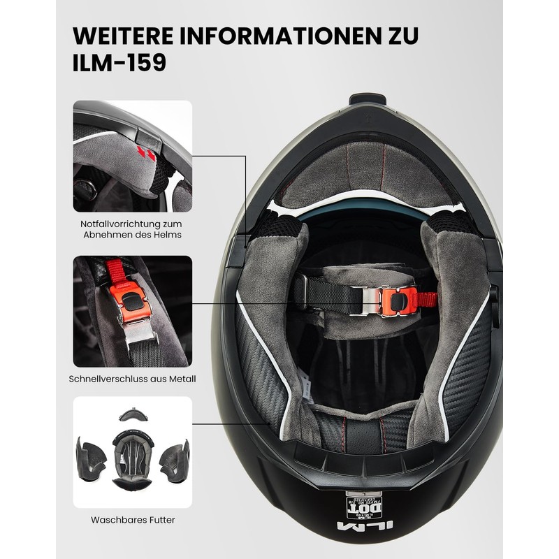 ILM ECE22.06 Model 159 Flip-Up Motorcycle Helmet Full-Face Helmet Double
