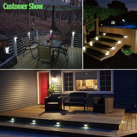 JSOT Solar Lights Outdoor for Deck,Waterproof Solar Garden Lights Decorative Outside Lamp for Walkway,Fence Post,Backyard,Railing,Wall,Pool,Step,Stairs 8 Lights Cool White