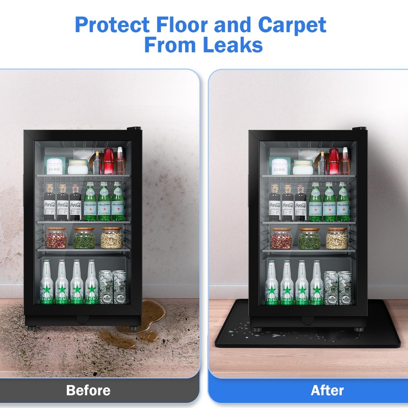 Mini Fridge Silicone Mat with Raised Edge, 23.6''x19.7'' Under Refrigerator