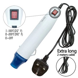 OundarM 79" Long Cable Hot Air Gun with 127 pcs Heat Shrink Tube, Heat Gun for Heat Shrink Tubing Embossing Heat Gun Dual Heat Temps Option, 300W 230V