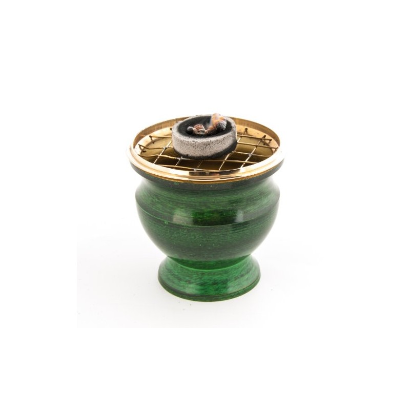 Berk KH-512 Incense Burner Brass Enamel Green