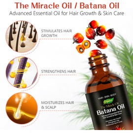 Batana Oil for Hair Growth, Natural Unrefined Batana Oil for Hair Growth, Nourish Scalp and Reduce Hair Loss Hair Oils, Essential Oils for Eyelashes, Eyebrows, Face, Skin Care, Body Massage,-60ml