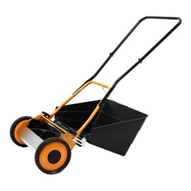 CUBELLIN 16" Wheeled Lawn Mower 2-in-1 Hand Push Lawn Mower Reel Mower with 2 Wheels Height Adjustable Manual Push Lawn Mower Walk-Behind Lawn Mower with Grass Catcher