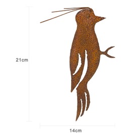 B2S BACK2SEASON Metal Woodpecker with Tree Spike Rust Elegant Bird Patina Rust Figure Animal Figurine Rusty Weatherproof Tree Garden Height = 21 cm