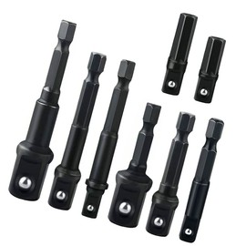 YFFSFDC Socket Adapter Set, Hex Socket Adapter, 8-Piece Set, Chrome Vanadium Steel, Conversion Impact Socket Bit, 0.25 inch (6.35 mm), Tip Tool, Black