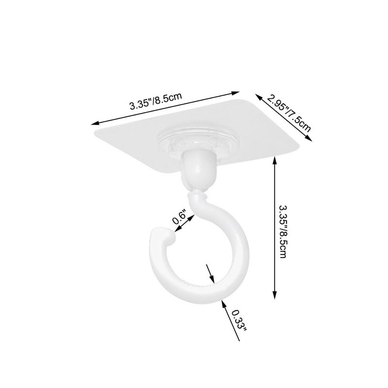 X-SHIYUN 4 Pack Traceless Wall Adhesive Hook，Rotate 360°Ceiling Adhesive Hook，Towel