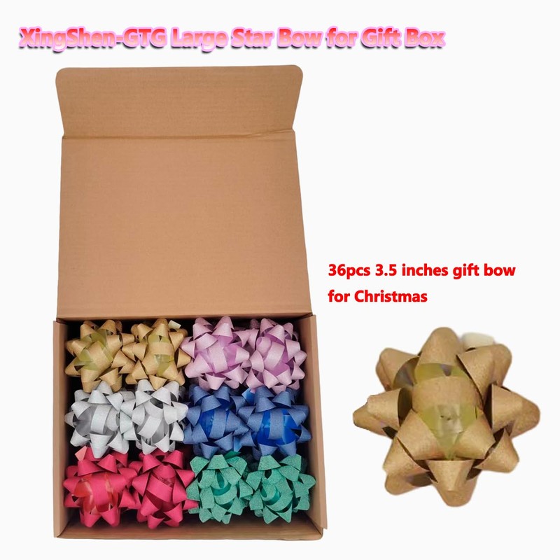36pcs Gift Wrap Bow 3.5" Sparkle Star Bow Self Adhesive