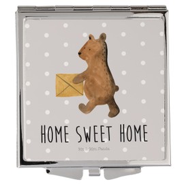 Mr. & Mrs. Panda Handtaschenspiegel quadratisch Bär Zuhause - Geschenk, Bär Zuhause Einzugsgeschenk Einzug Neues Haus Neue Adresse Umzug Umziehen,