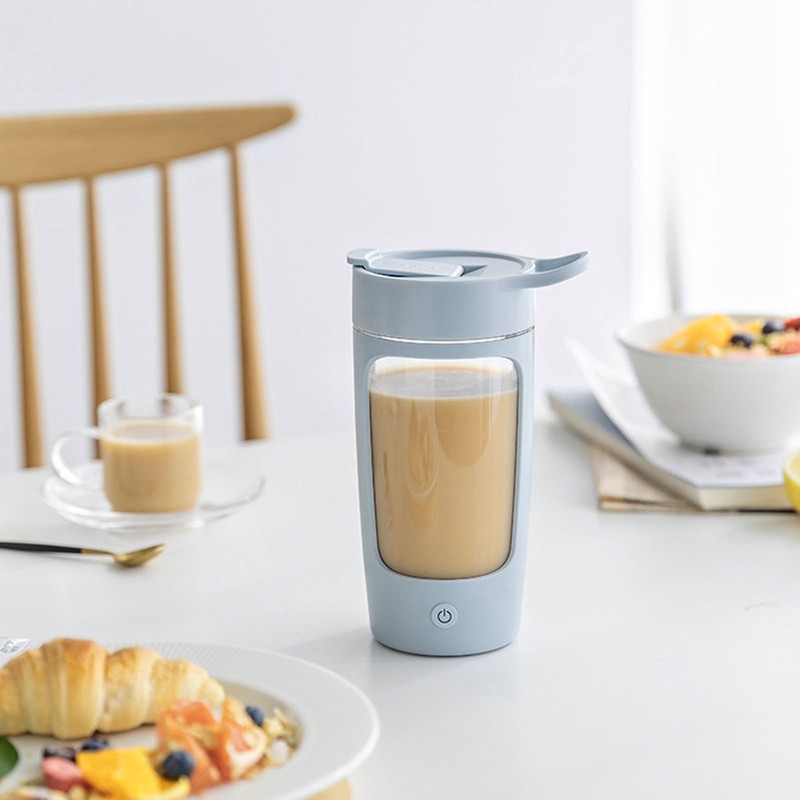 Electric Shaker Bottle 650mL USB Charging Portable Blue BPA Free