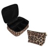 2pcs Leopard Print Makeup Bag Waterproof Multifunction Large Capacity Leopard