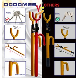 Steering Wheel Lock Anti-Theft Car Device Car Wheel Locks Heavy Duty Vehicle Security Steering Wheel Lock for Truck Car Vehicles Van Lorry SUV with 4 Keys, Elongated Length MAX 30.5“ Red