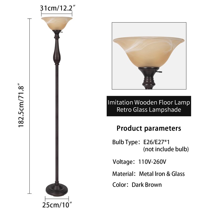 HonoDing Torchiere Floor Lamp for Living Room, Standing Lamp with
