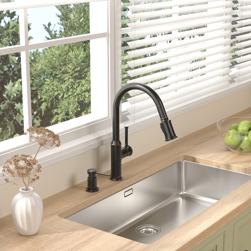 Lava Odoro Bronze Soap Dispenser for Kitchen Sink, Modern Brass