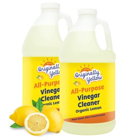 Originally Yellow Lemon Vinegar For Cleaning Purpose | USA Made All Purpose Cleaner | Use as a Floor, Glass, Kitchen, & Bathroom Cleaner | Plant Derived Vinegar 1 Gallon in 2 bottles | 128 Oz