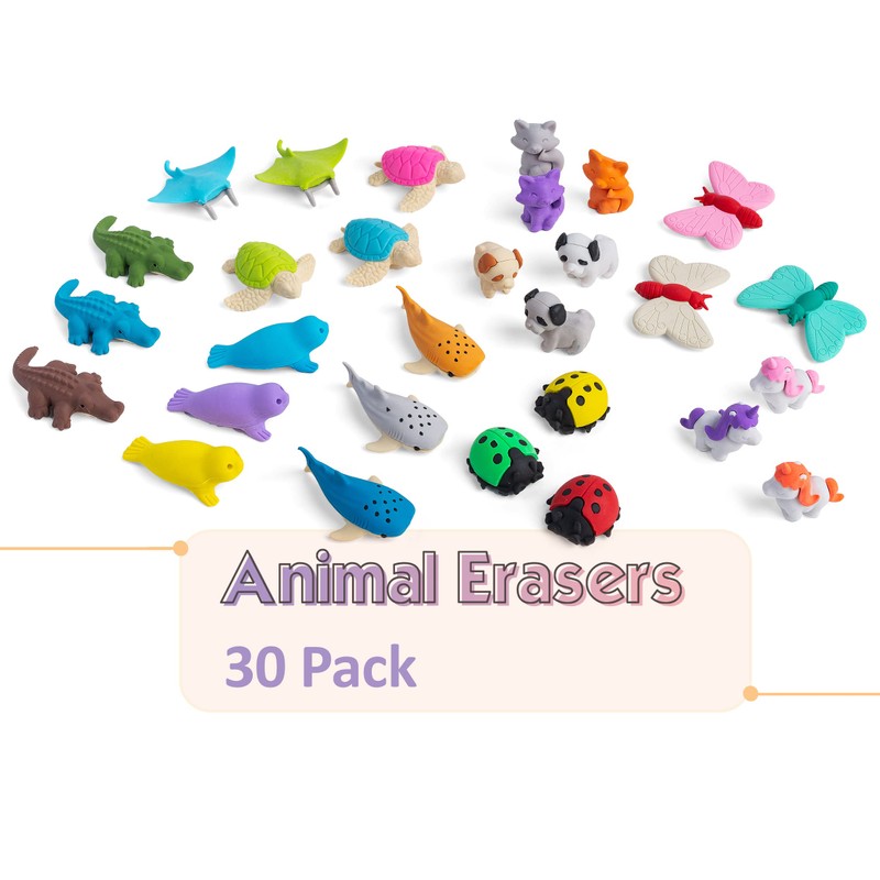 Mr. Pen- Animal Erasers, Desk Pets for Kids Classroom, 30
