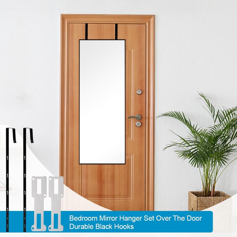 Kazheon 2 Pcs Over The Door Mirror Hanger, Adjustable Door