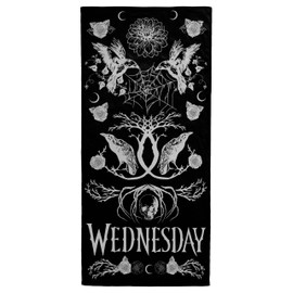 Jay Franco Wednesday Addams Bath Pool Beach Towel - Skull & Ravens Super Soft & Absorbent 100% Cotton Towel, Measures 28 x 58