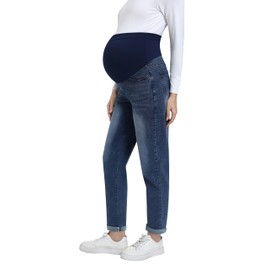 Yornobly Women's Maternity Boyfriend Jeans Over Belly Stretch Denim Pregnancy Trendy Pants