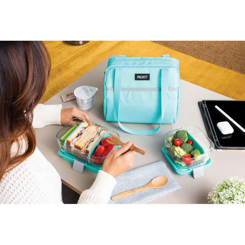 PACKIT Freezable Hampton Tote Bag - Stylish Design Picnic Lunch