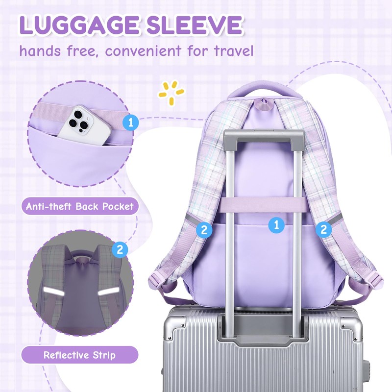 QIXIHU Kids Backpack for Girls, Bookbag for Elementary Students Kawaii