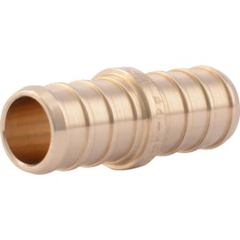 SharkBite 1/2 Inch Crimp Coupling, Brass Plumbing Fitting, PEX Pipe, PE-RT, UC008LFA