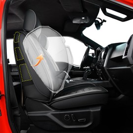 RISINGSTAR Silverado Sierra Front Seat Covers Faux Leather, Fit for 2007-2025 Chevy Silverado GMC Sierra 1500/2500HD/3500HD Crew Double Regular Cab(Front Pair, Black&Gray 2 pcs)