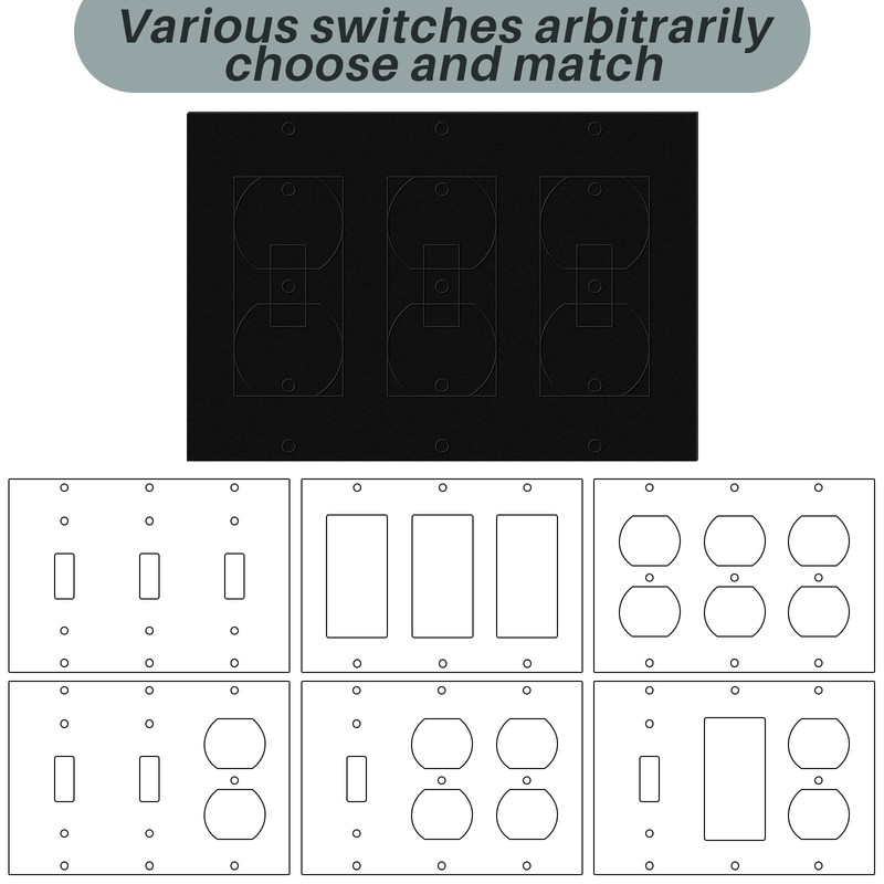 Tondiamo 20 Pcs Black Wall Insulation Gasket Rectangle Wall Plate