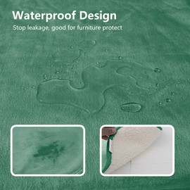 Bigbeer Waterproof Dog Blankets for Large Dogs, Washable Pet Blanket for Indoor Cats, Plush Sherpa Puppy Throw Furniture Protector for Bed Couch Sofa(40"x50",L,Green)