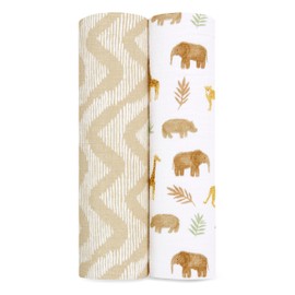 aden + anais™ essentials cotton muslin 2 pack swaddle blanket elephant circus (Tanzania)