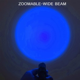 XYSRZ Blue Light Flashlight Single Mode Blue LED Flashlight with Clip Adjustable Focus Blue Flashlight for Hunting Fishing