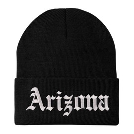 Trendy Apparel Shop Arizona State Old English Embroidered Long Cuff Beanie - Black