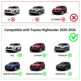 KINGGERI Lockable 260lbs Cross Bars Roof Racks Fit for Toyota Highlander 2020-2026 XLE Limited Platinum Hybrid, Heavy Duty Aluminum Metal Crossbar Luggage SUV Accessories(NOT for L/LE/LE Hybrid