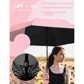 Travel Umbrella, Mini Folding Compact Umbrella with Case, Portable Lightweight Compact Parasol Outdoor with 95% UV Protection for Sun & Rain, Light Compact Design Perfect for Girls and Women (PU)