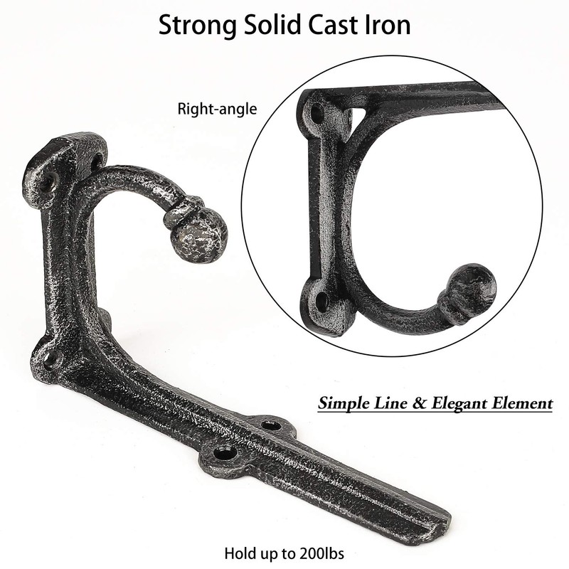 Shelf Brackets with Hooks 6 Inch, Heavy Duty Floating Shelf
