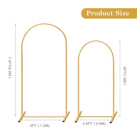 Metal Arch Backdrop Stand Set of 2 (7.2FT/6FT), Wedding Arch Stand Gold Backdrop Arch Stand, Wedding Arch Frame for Ceremony, Birthday Party, Baby Shower, Garden Arch Decoration