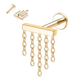 Hengkaixuan 16G Titanium Gold Labret Stud, Internally Threaded, 6mm, 5g