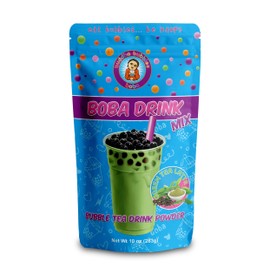 Premium GREEN TEA LATTE (Matcha) Boba/Bubble Tea Drink Mix Powder By Buddha Bubbles Boba 10 Ounces (283 Grams)