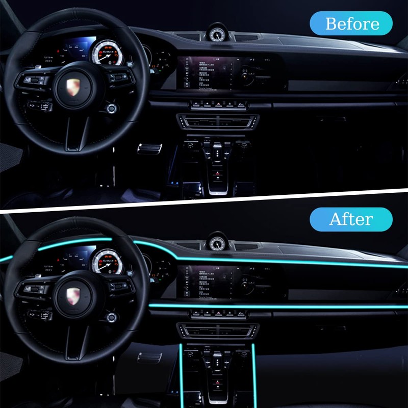 EL Wire Interior Car LED Strip Lights, USB Auto Neon