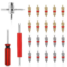 BOXOB 23pcs Tire Valve Stem Tool Kit, 4 in 1 & Double & Single Head Valve Core Remover Installer Wrench for Car, Truck, Motorcycle, Bicycle, ATV