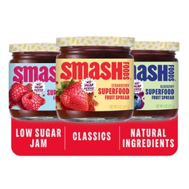 Smash Foods Jam Variety 3-Pack Classics | No Sugar Added, Naturally Sweet Jelly | Keto Friendly, Low Calorie, Low Carb | Non GMO, Upcycled, Vegan, Plant Based, Paleo | Strawberry, Raspberry, Blueberry