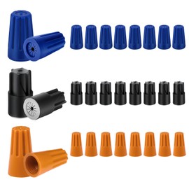 30pcs Waterproof Wire Connector, Twist Nuts Caps Waterproof Wire Nuts Compatible with 22AWG-12AWG for Outdoor Lights Irrigation Valves (Blue, Black, Orange)