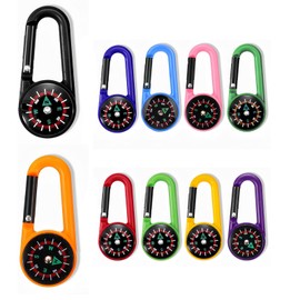 10 Stück Schlüsselhalter mit Kompass und Karabiner,Compass Carabiner,Kompass Schlüsselanhänger,Bunte Mini Kompass Karabiner,Mini Survival Compass Kleine,für Outdoor Wandern Camping Reisen(10 Farben)