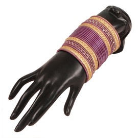 Touchstone "Colourful 2 Dozen Bangle Collection" Indian Bollywood Pastel Onions Golden Glaze Designer Jewellery Special Large Size Bangle Bracelets Set of 24 in Gold Tone for Women, Metal