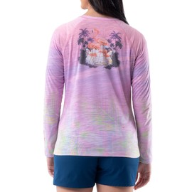 Guy Harvey Women's Long Sleeve Slub Raglan Tee, Sachet Pink/Flamingo, XX-Large